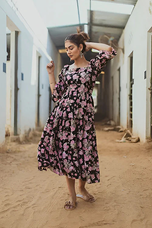 Sylvan Black Floral Dress